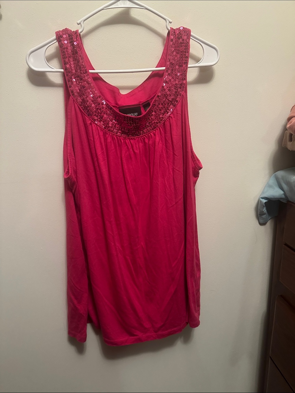 Avenue Hot Pink Sequin-Trim Tank Top